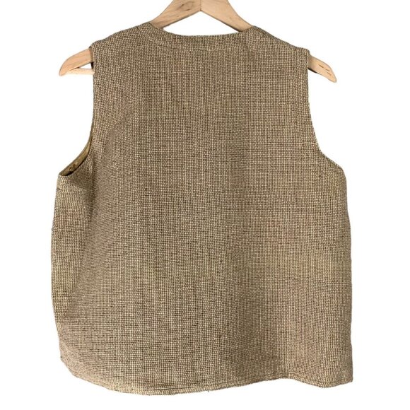 Tibetan Trader Size Medium Tank Top 100% Cotton Woven V Neck Boxy Cut Brown - Picture 2 of 4